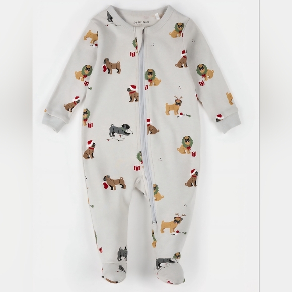 Petit Lem Other - NWT FIRSTS by Petit Lem Pug Print Footed Sleeper, Boys 3 Months